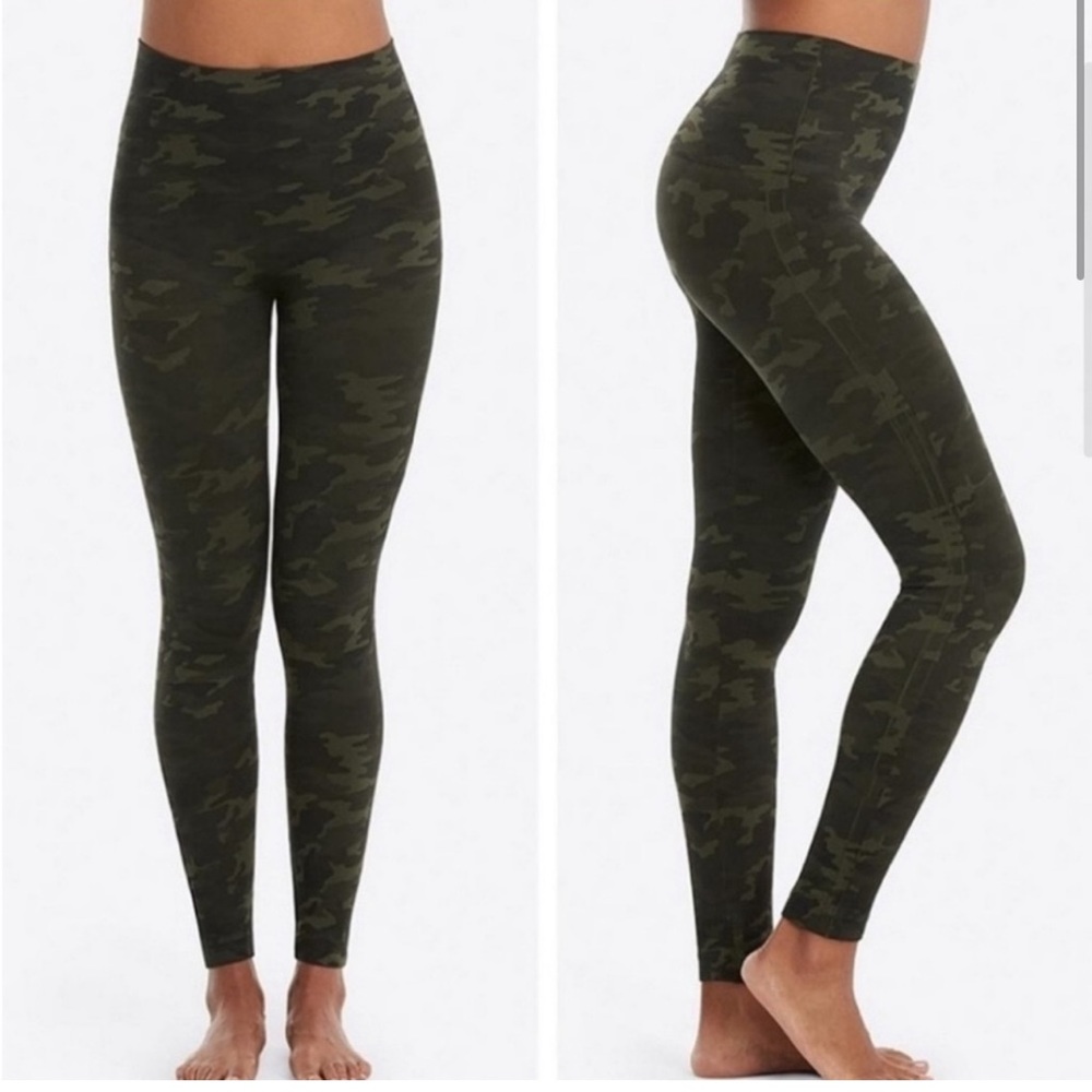 SPANX Look At Me Now Seamless Leggings Size Large Camo Green - Picture 15 of 15
